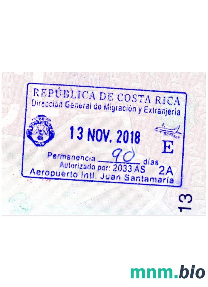 Kostaryka visa stamp w formacie PSD